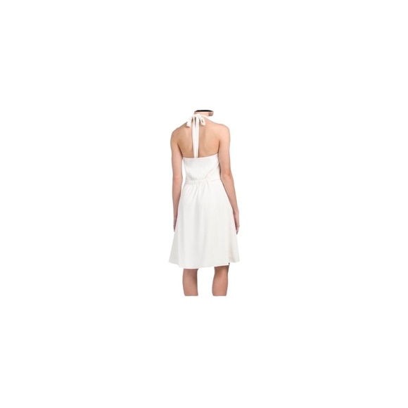 NWT Theory Ivory Sleeveless Tie Waist Knee-Length Halter Dress Size 10 - Picture 2 of 8